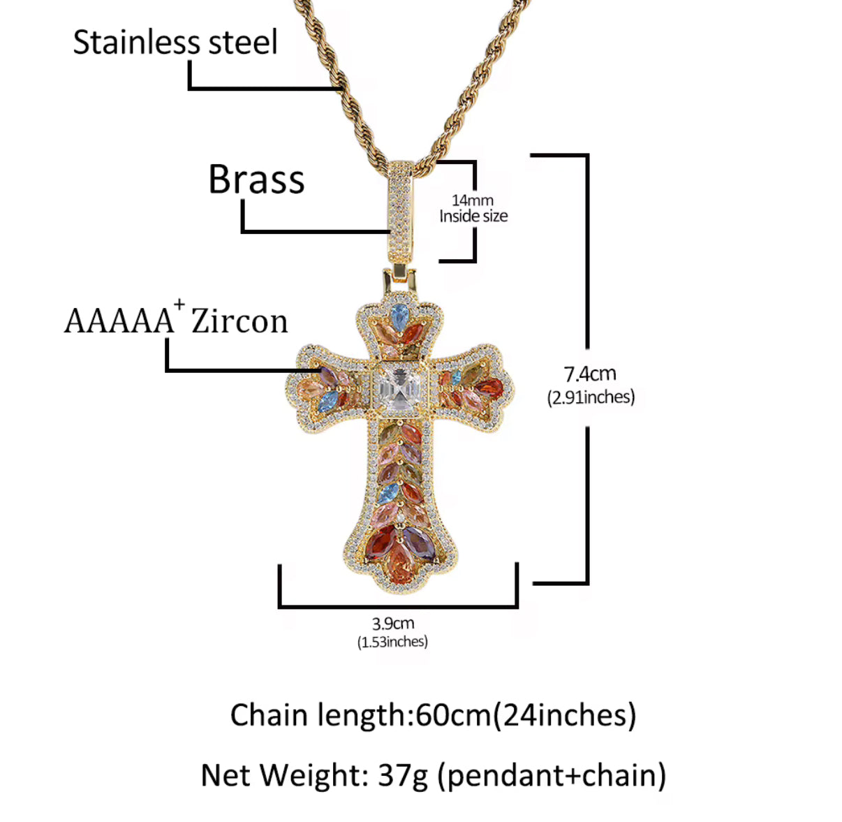 Chrome Cross Pendant