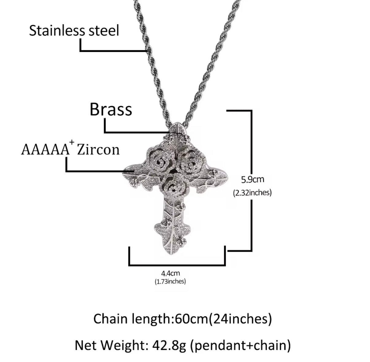 Rosé Croix Pendant